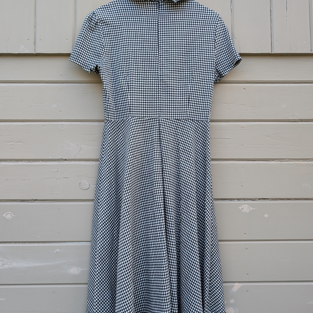Black and White Gingham Dress with Bow And Buttons - Picture 2 of 2